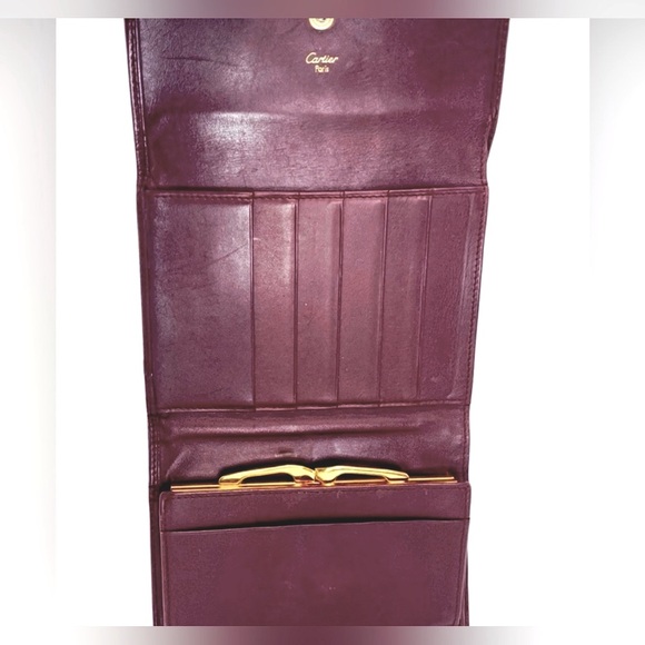 Cartier Paris Vintage Wallet. Burgundy Leather. KISS LOCK - Picture 3 of 7